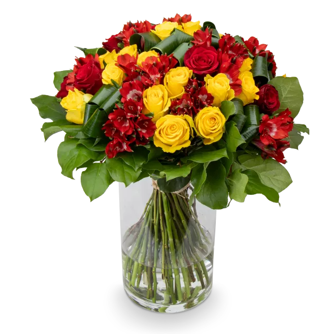 Bouquetof roses with alstromeria